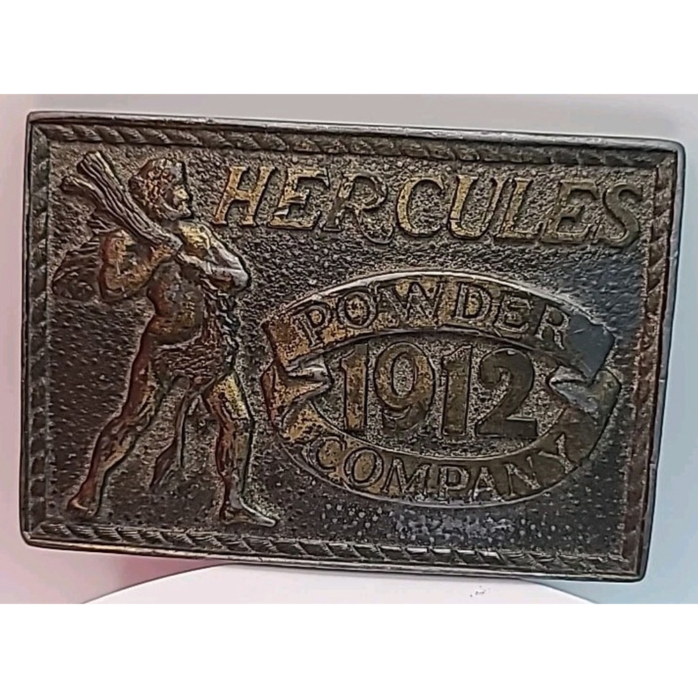 Vintage 1976 Hercules Powder Company 1912 Belt Buckle Bicentennial Made In USA